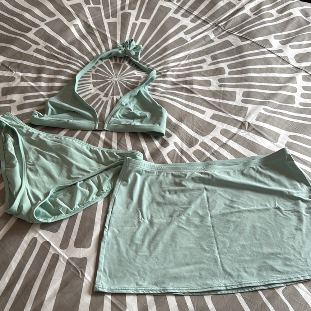 Calvin Klein 3pc Mint Green Bikini Set with Skirt